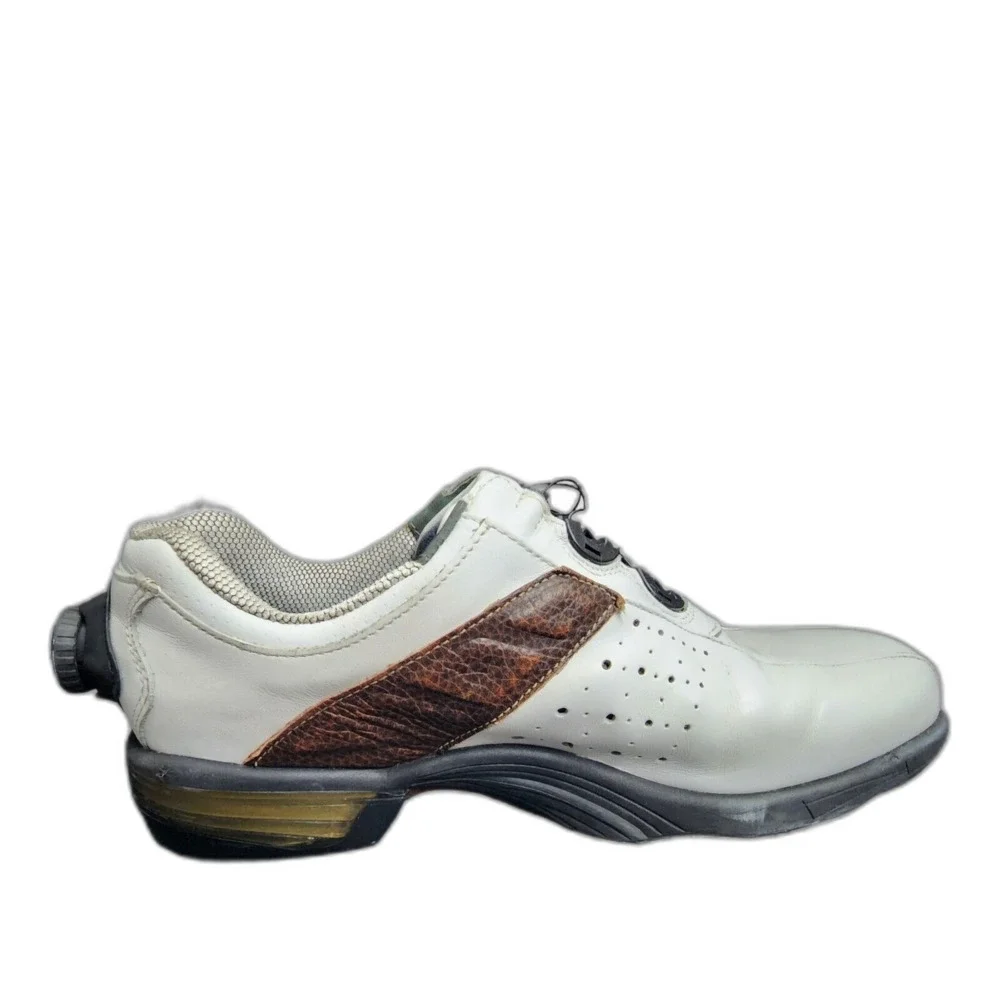 Footjoy Reelfit Men's White & Brown Leather Golf Shoes Model 53832 Size 8.5 M